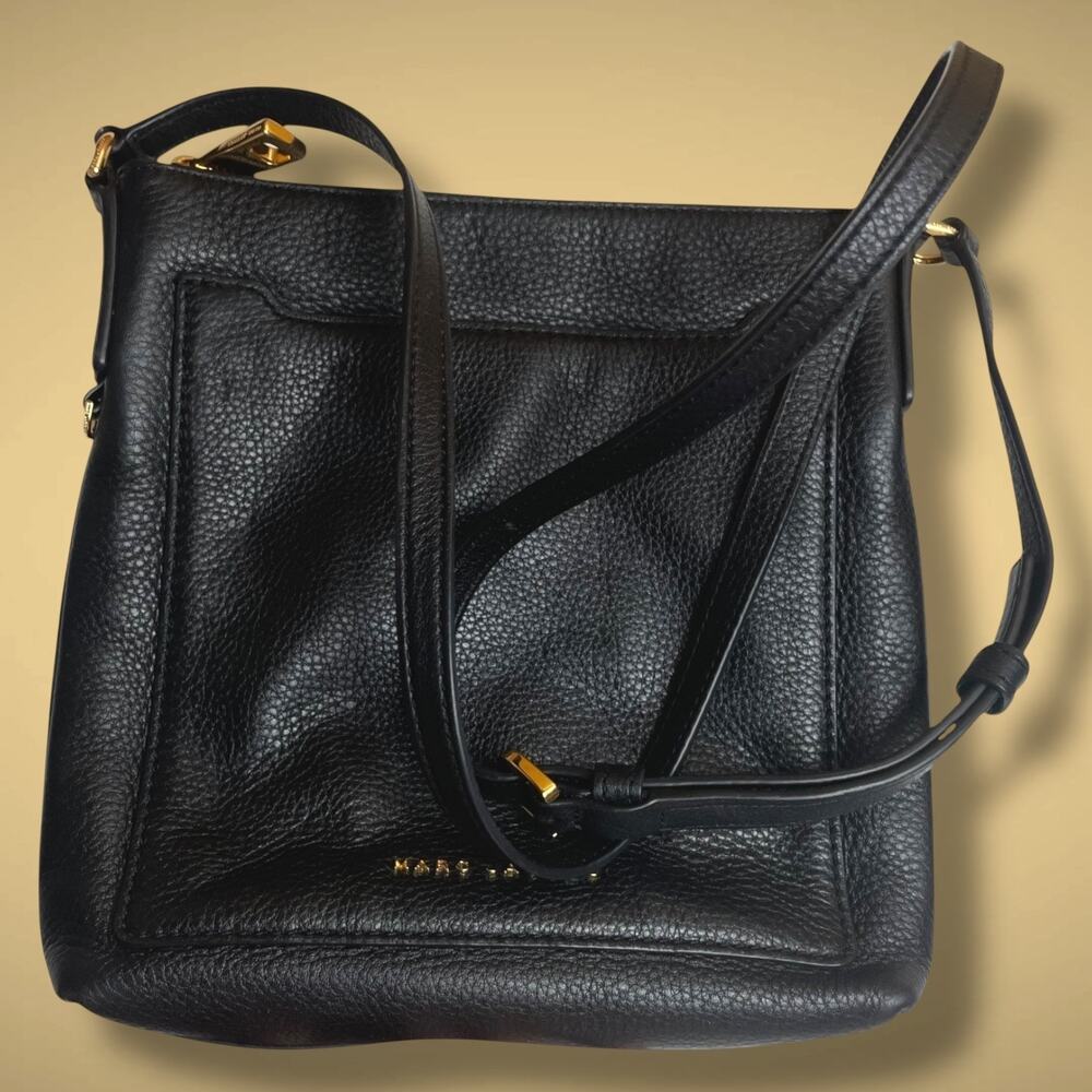 MARC JACOBS Tourist Black Pebble Leather Crossbody Handbag/Purse EUC